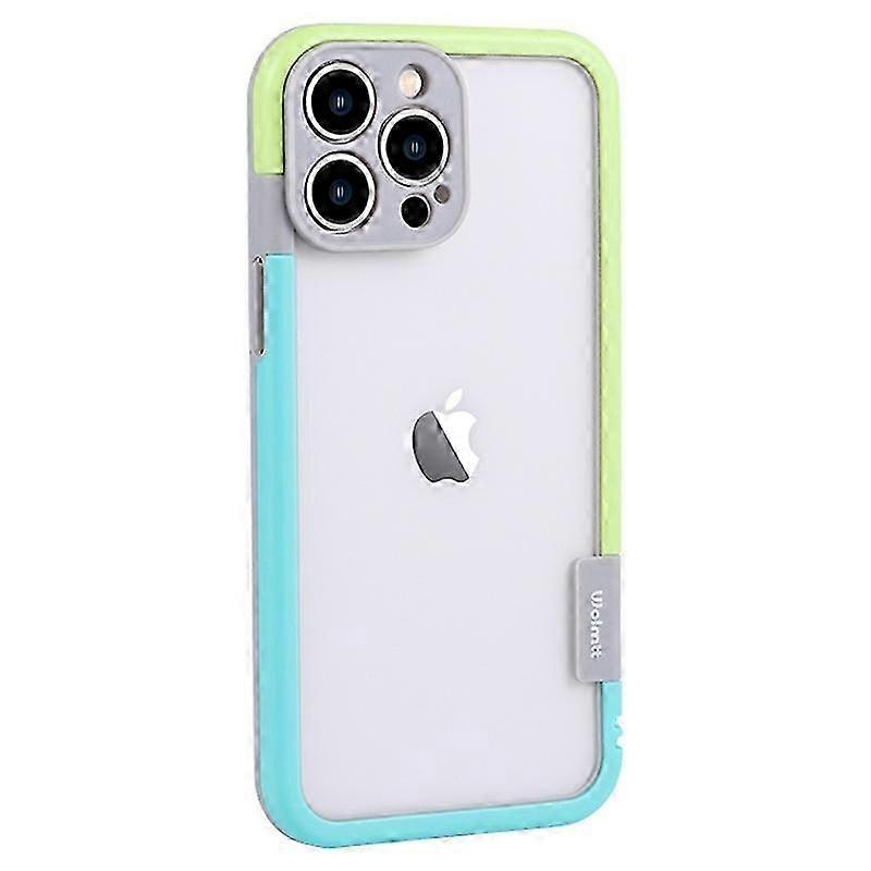 WOLMTT For iPhone 16 Pro Case Color Frame PC+TPU Clear Phone Cover - Rose+Grey