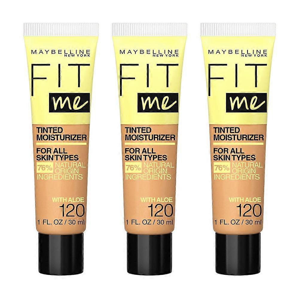 3 x Maybelline Fit Me Tinted Moisturiser With Aloe 30ml - 120