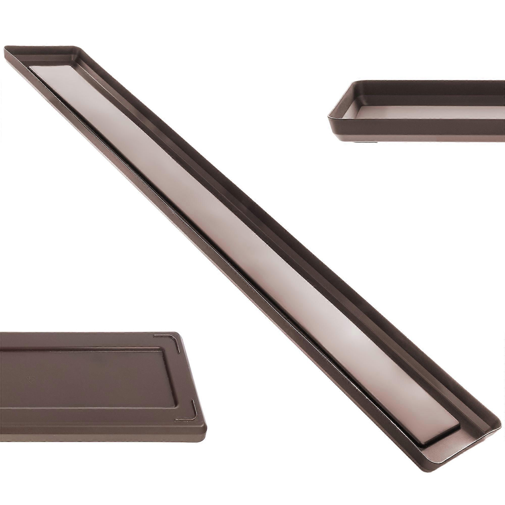 KADAX Jardinera de pie para macetas 80cm Bandeja Moca Rectangular de plástico