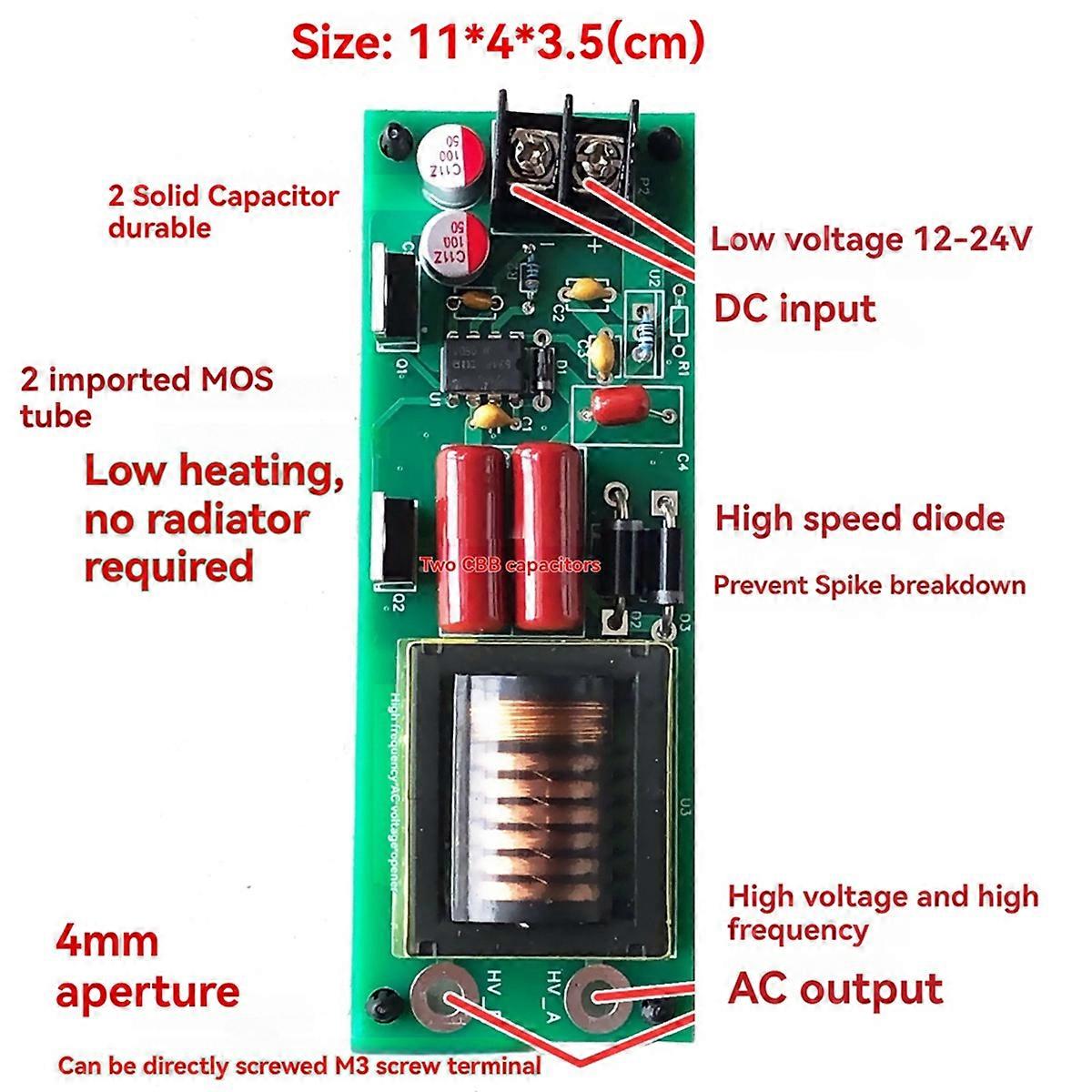 12V/24V to 1KV/2KV High Frequency AC Output Booster Electronic Inverter High Voltage Module Multipli