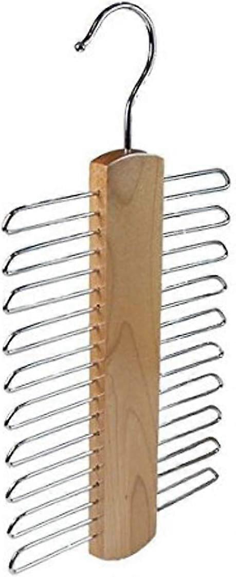 Set Of 2 Wooden Hangers With 20 Hooks For Hanging Scarves, Ties And Belts, Saving Space For Home Storage.