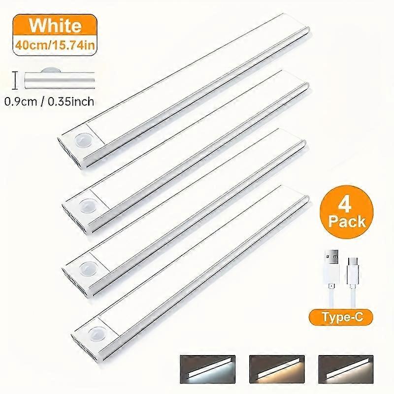 무선 USB 충전식 LED 모션 센서 캐비닛 조명 아래 2/4pcs 3 색온도 야간 L