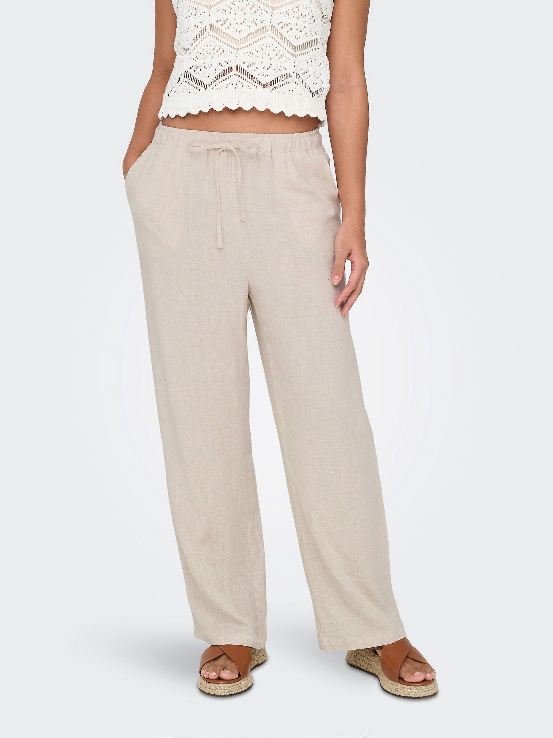 Women's Casual Pants with Drawstring and Wide Leg by ONLY