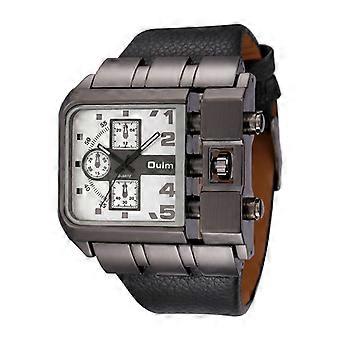 Oulm 3364 Men Square Dial Leather Belt Quartz Watch 3364 White
