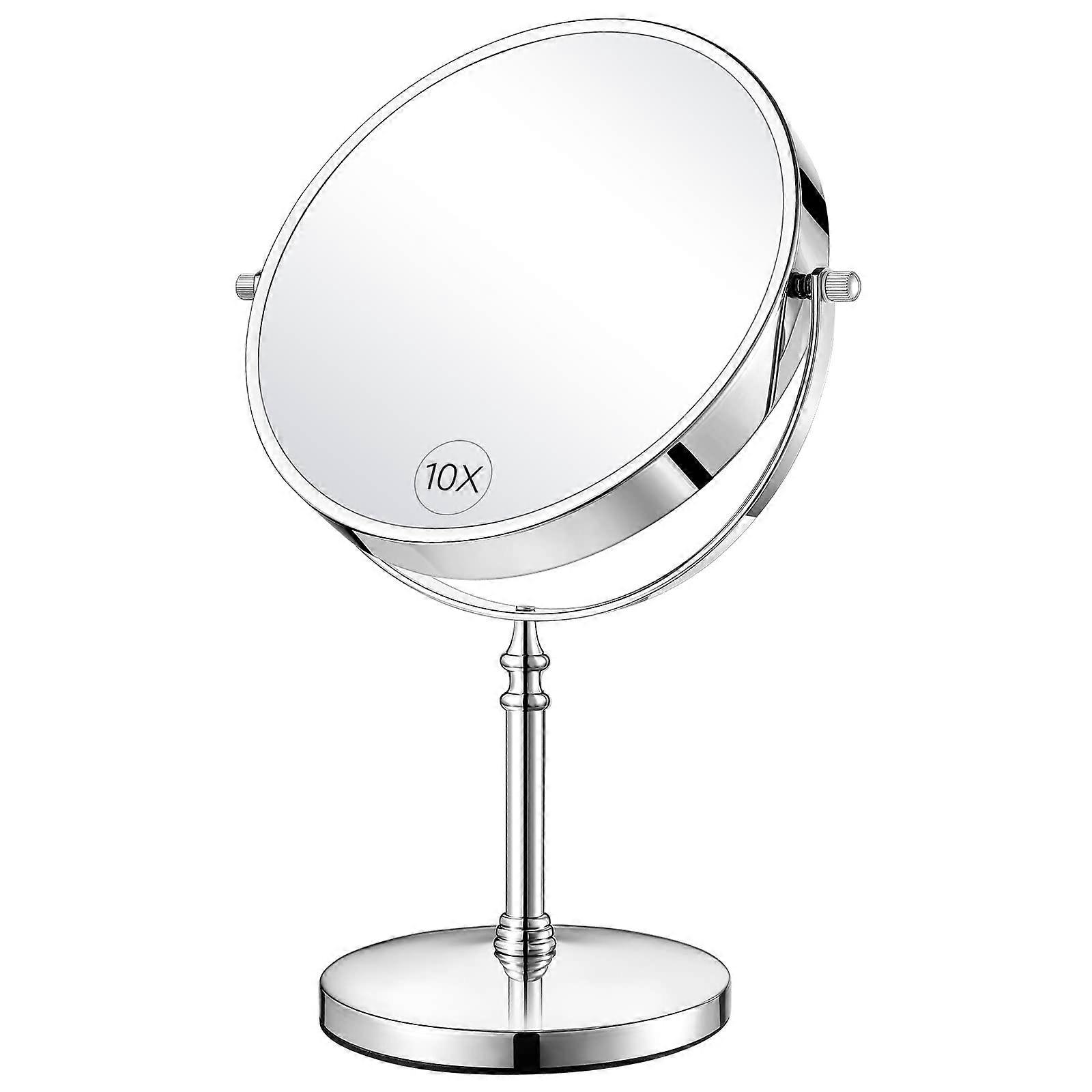 1X/10X Magnifying Makeup Mirror - 8 Inch Double-Sided Vanity Mirror with 360° Rotation and Detachable Stand