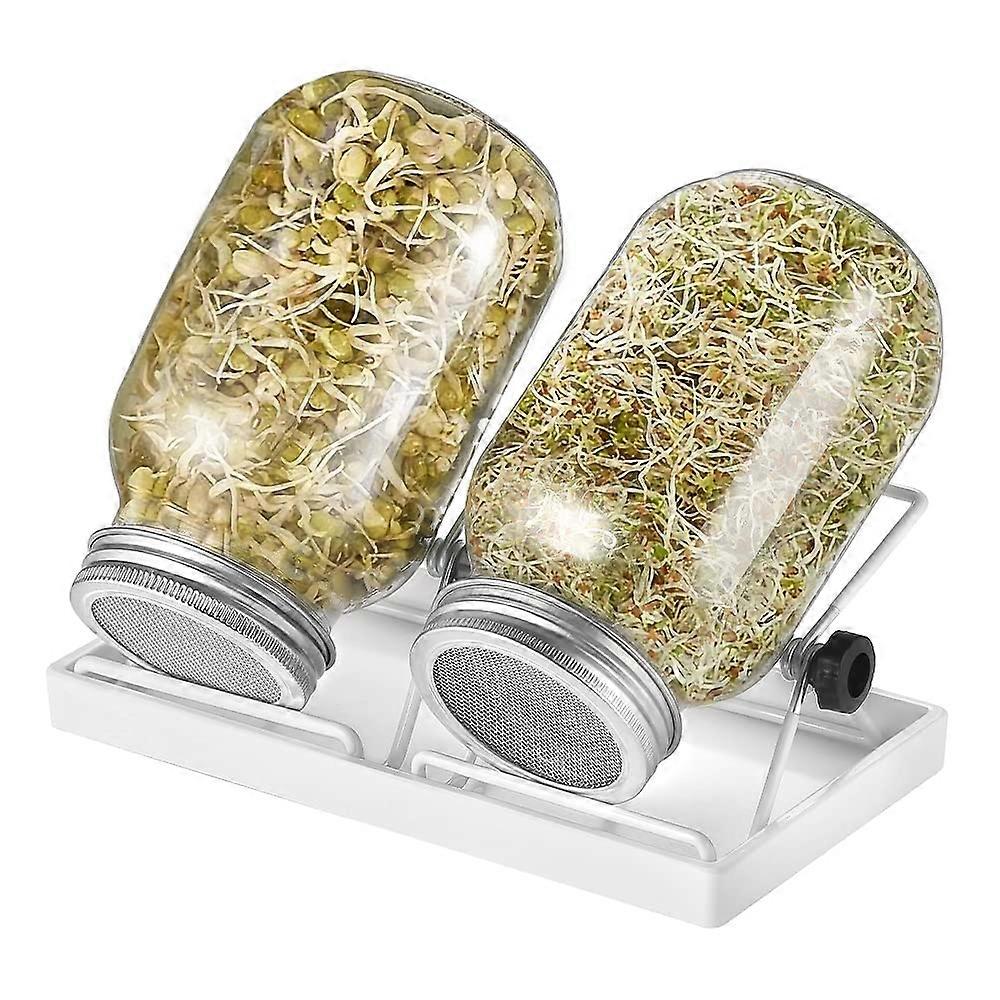 Sprossen Keimglas 2er Set keimglser fr Sprossenglas Sprouting jar mit 1 Wasserschale 2 Filtergitterabdeckungen aus Edelstahl 304 und 2 Stnder