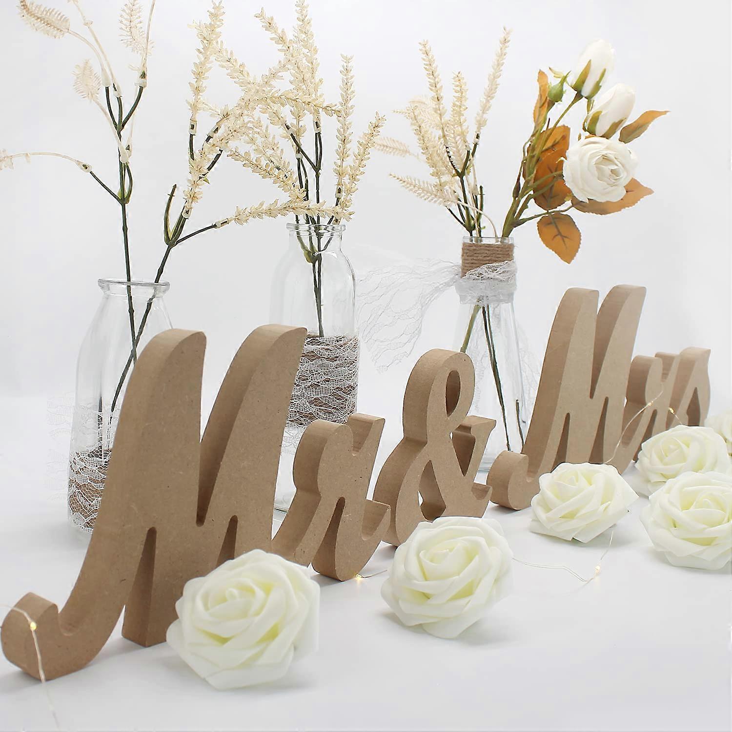 Mr and Mrs Sign Rustic Wooden Wedding Table Decor Photo Props