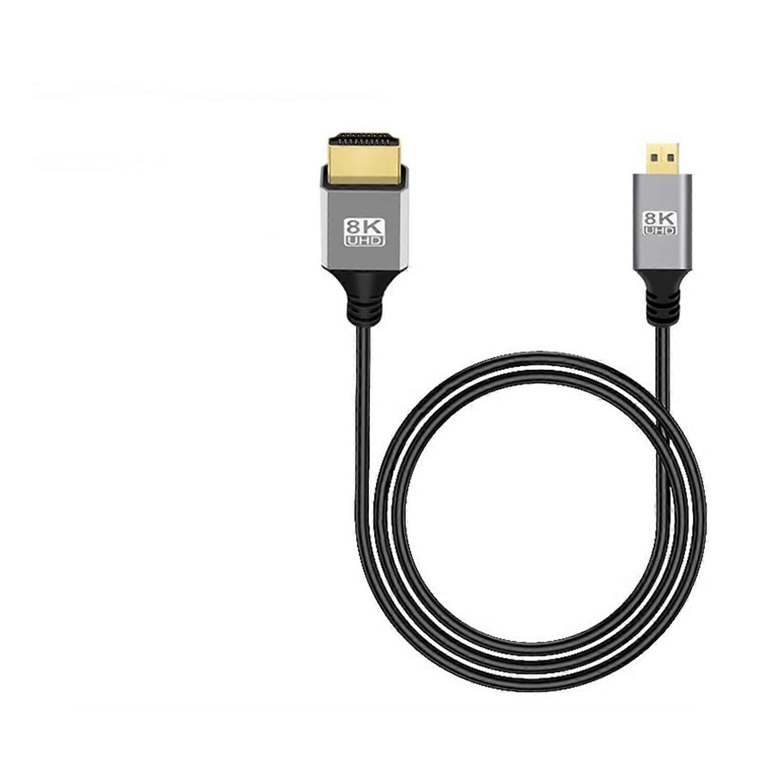8K UHD Cable 0.5m 1m 90 Degree Up/Down/Left/Right Angle HD to HD Port Thin Cord Compatible with The Camera Tablet Camcorder(MicroHD Straight,1m)