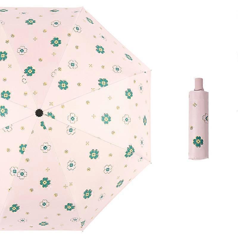 Student Vinyl Sunscreen Small Fresh Umbrella Folding Automatic Umbrella Tri-fold