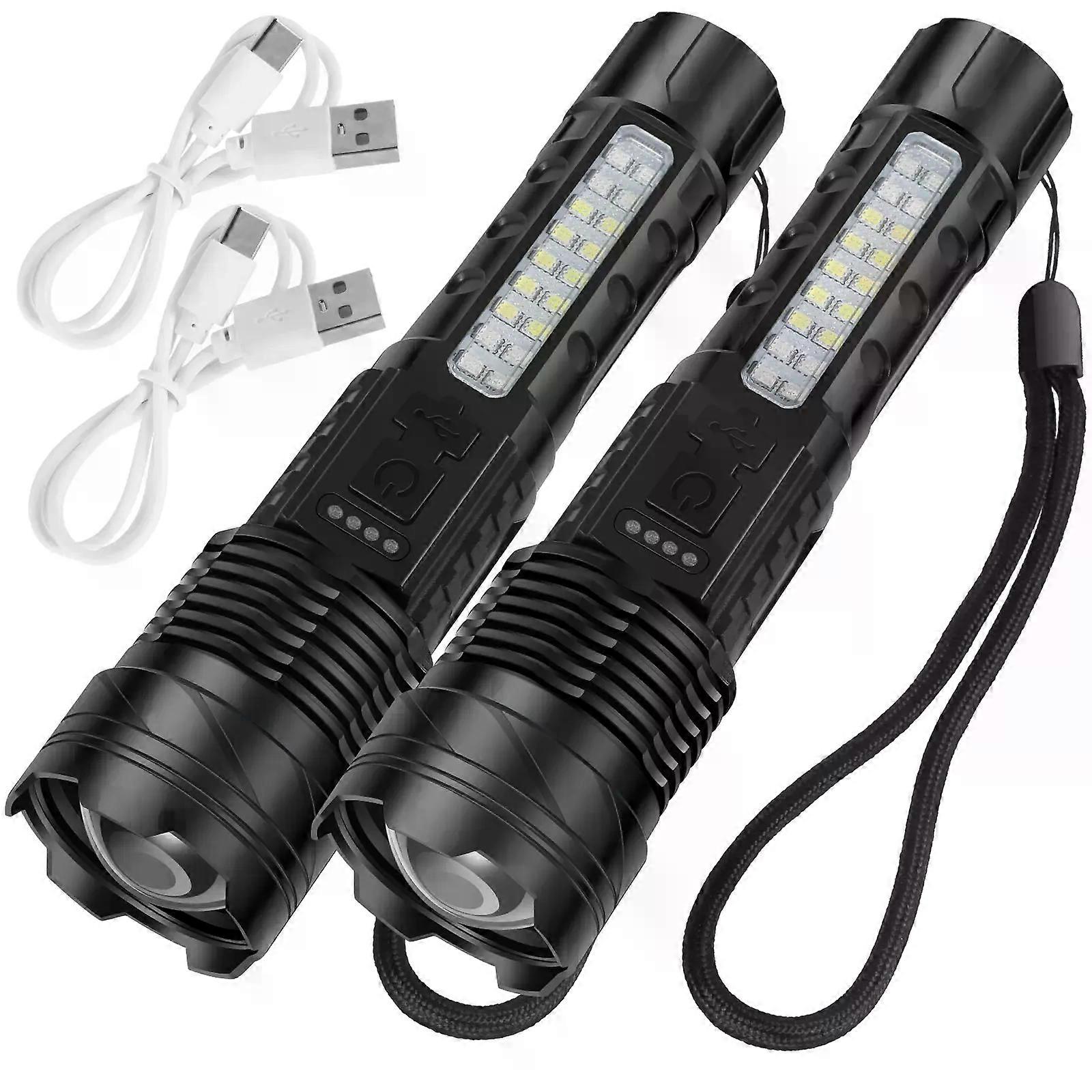 LED Flashlight Bright Torch Flashlight with 5 Modes IP6 Waterproof Handheld Flashlight USB Rechargeable Powerful Flashlights