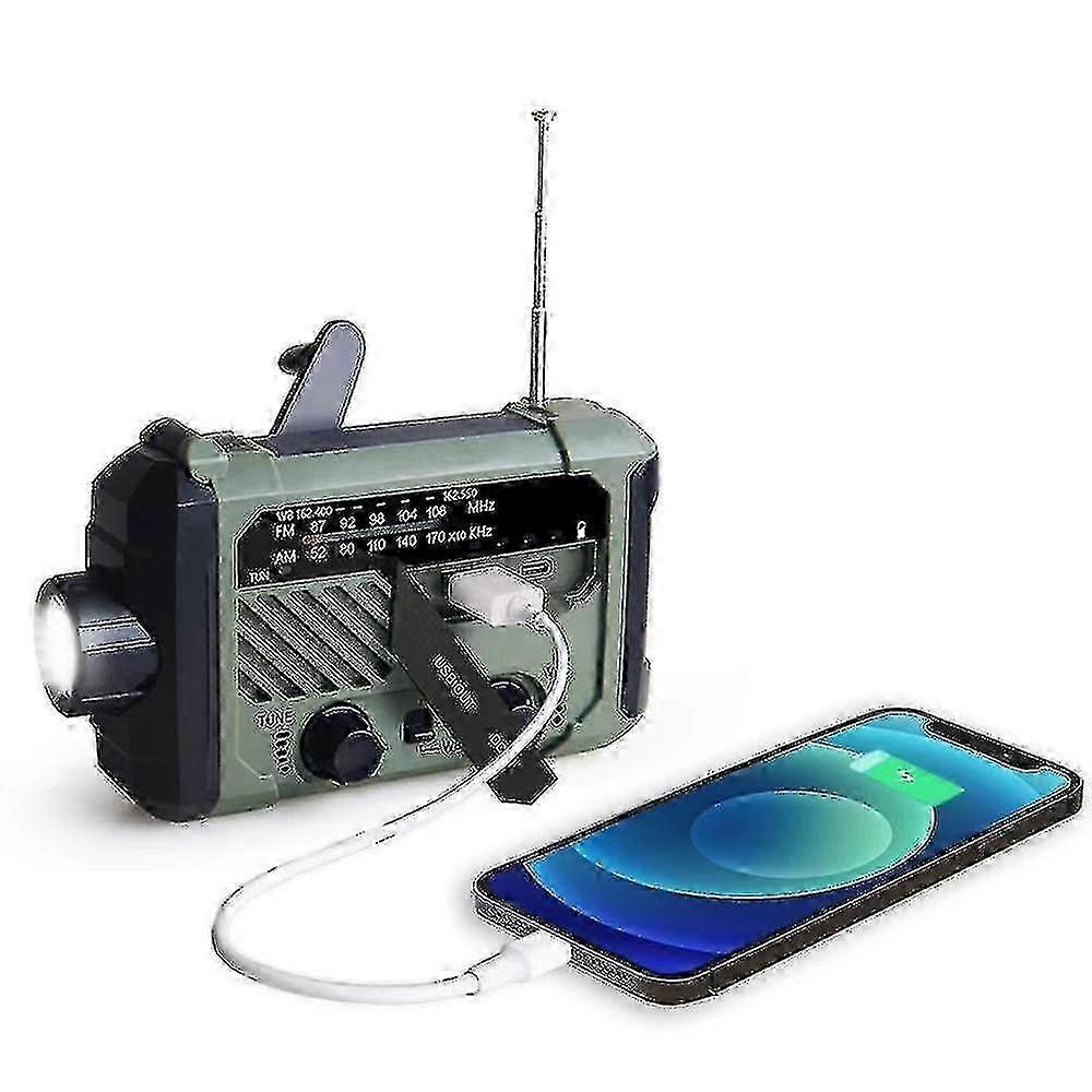 Portable Radio Hand Crank Am Fm Noaa Emergency 3-in-1 Reading Lamp Flashlight Solar Charging