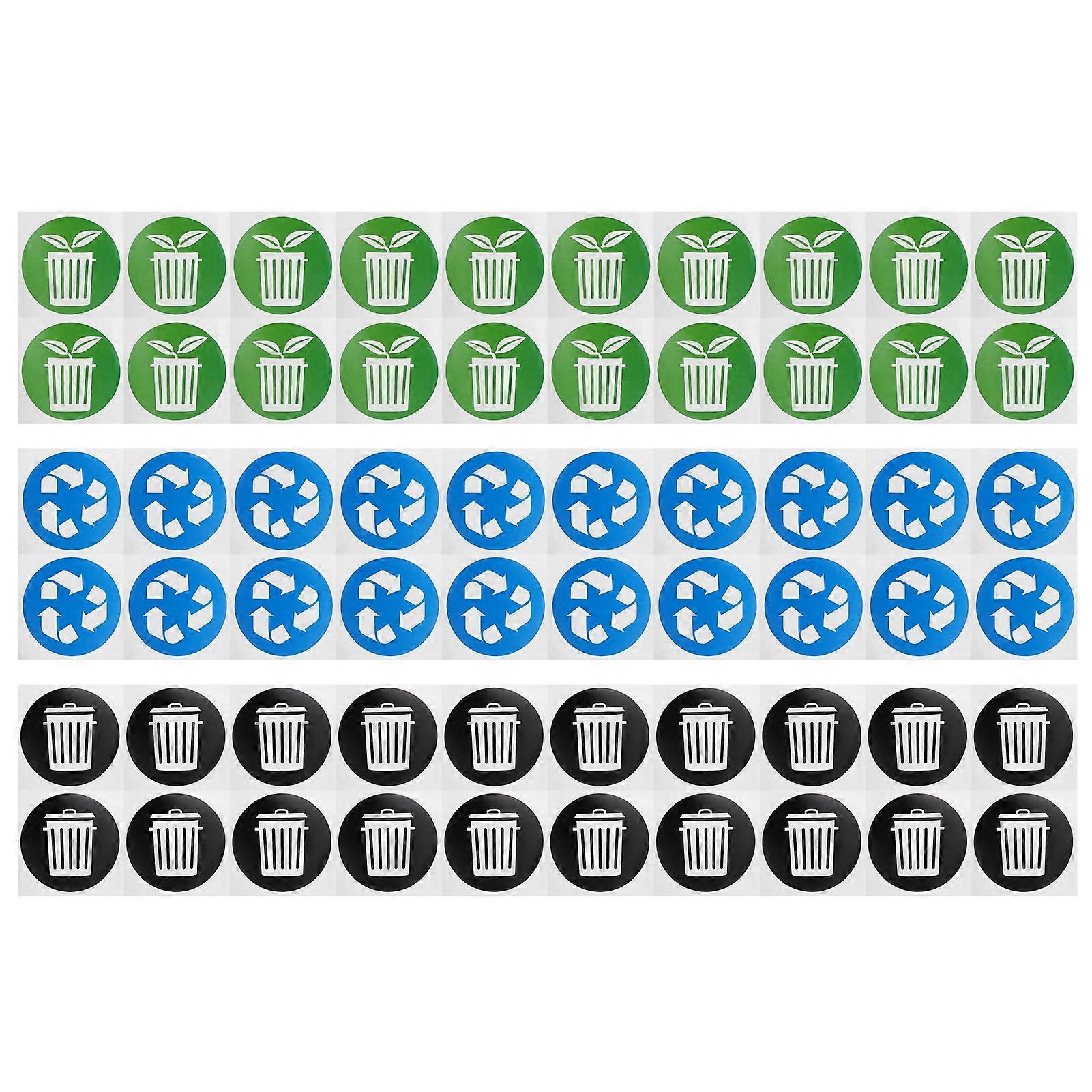 60Pcs/Set Circular Garbage Collection Identification Recycle Decal Dustbin Sticker