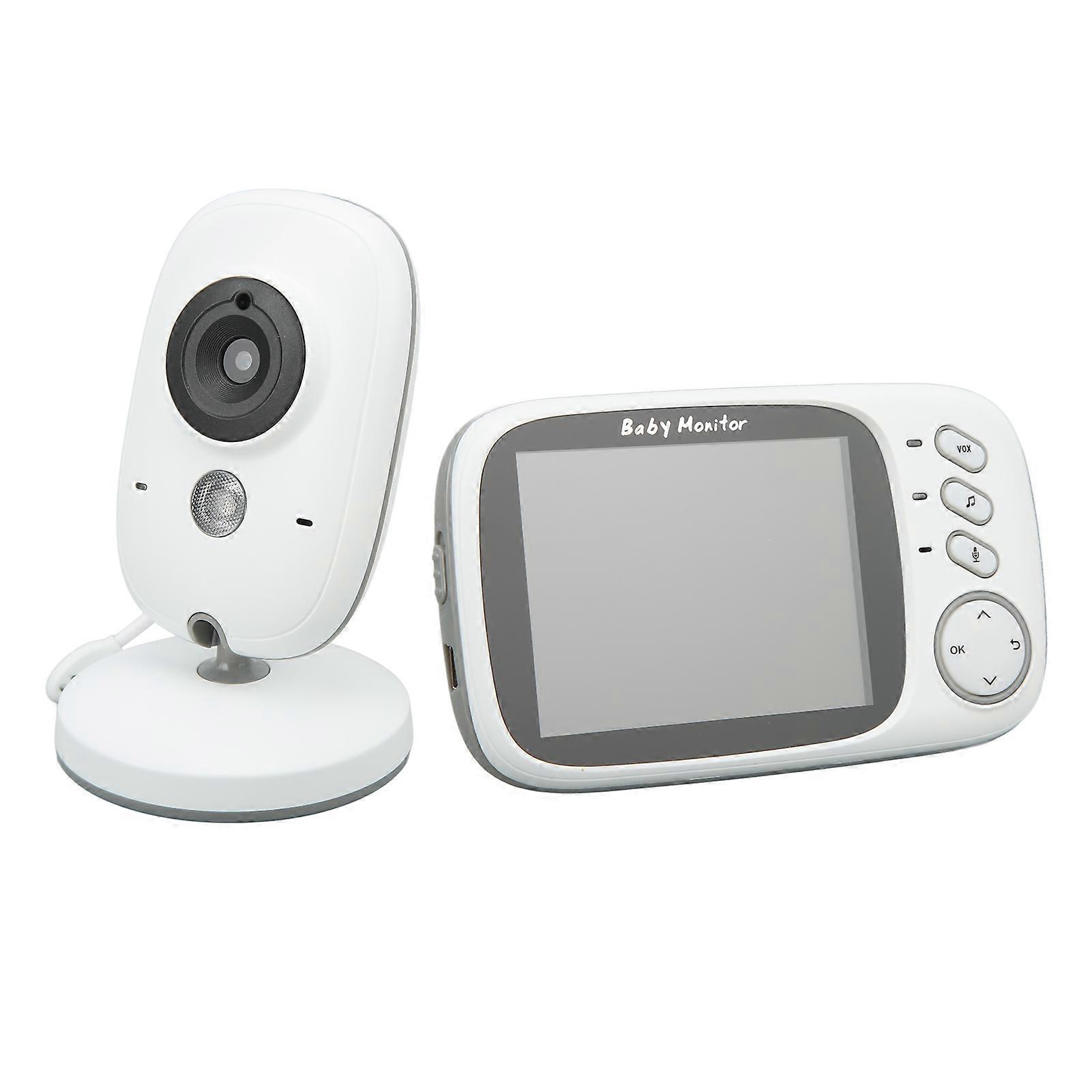 3.2in Wireless WiFi Baby Monitor Two Way Talk Night Vision Temperature Monitoring Built in Lullabies 100‑240V US Plug 