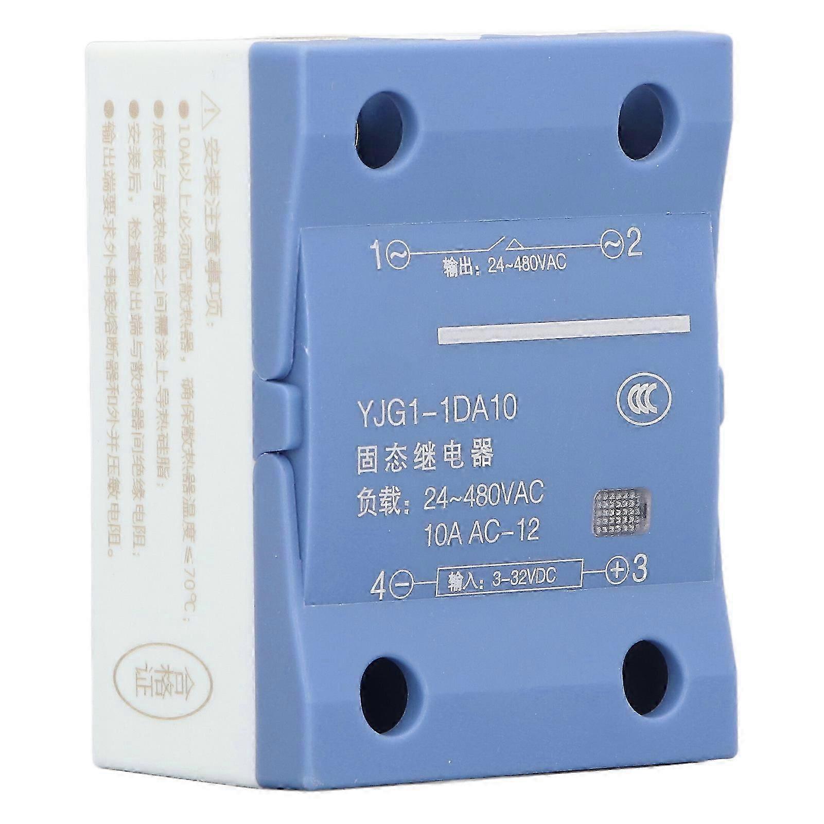 Single Phase Solid State Relay 3 to 32VDC Input 24 to 480VAC Output Solid State Voltage Regulator 10A