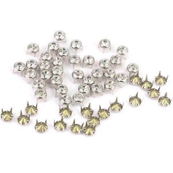 4xRound Rhinestone Studs Nailheads 8mm Clear