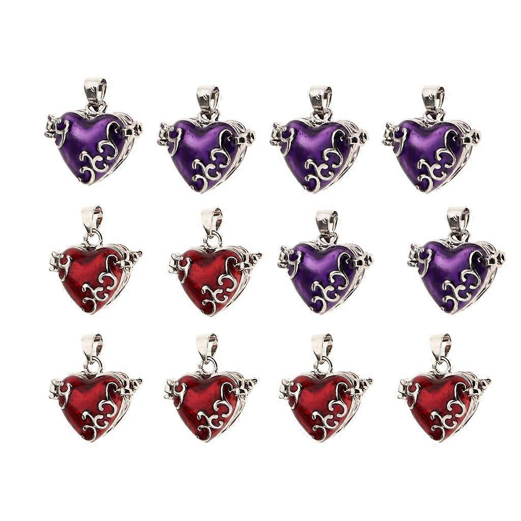 12 Pieces Enamel Heart Pendant Cremation Keepsake Urn Red Mixed