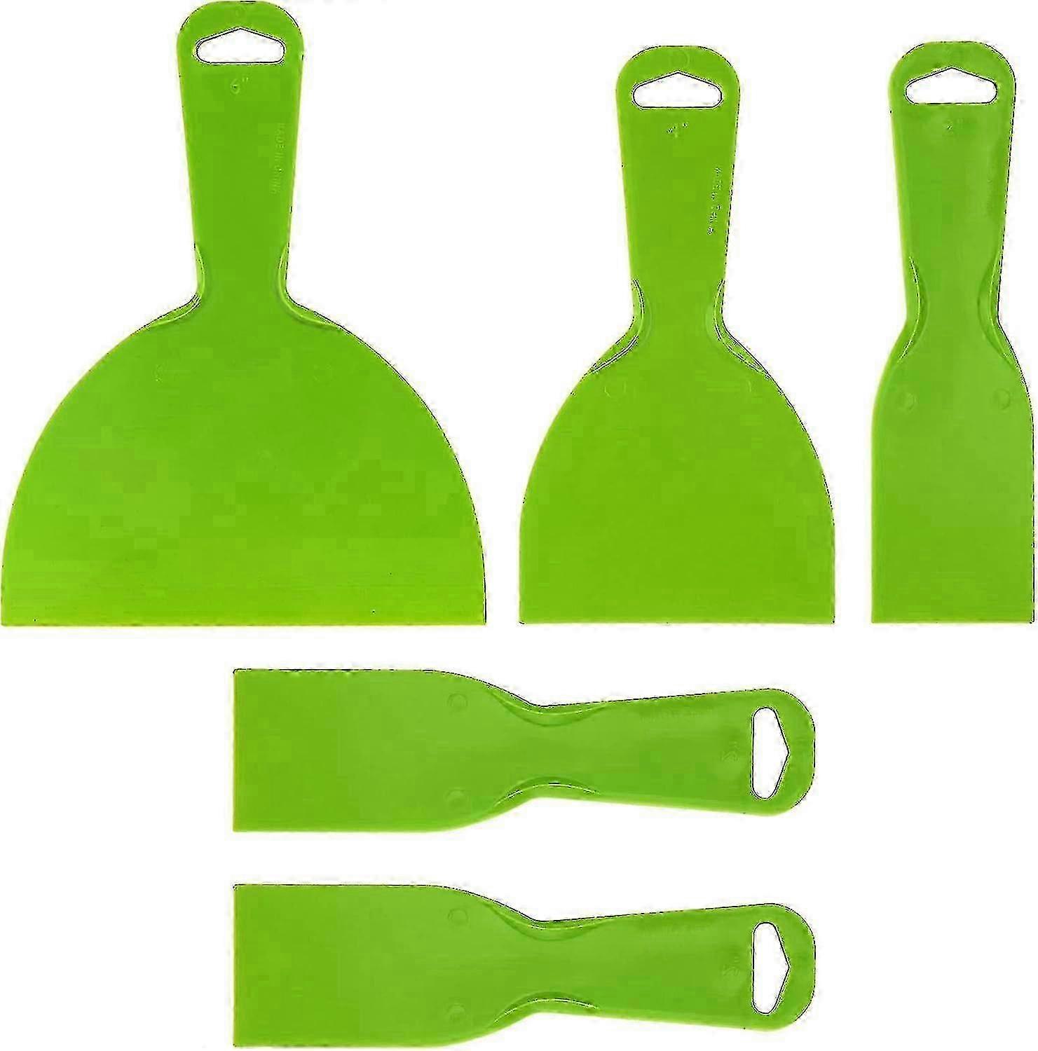 5-Piece Flexible Plastic Putty Knife Set - Paint & Scraper Tools (Green)