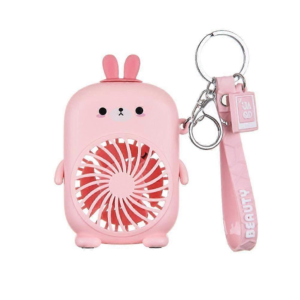 Mini Cute Animal Fans with Keychain (Pink)