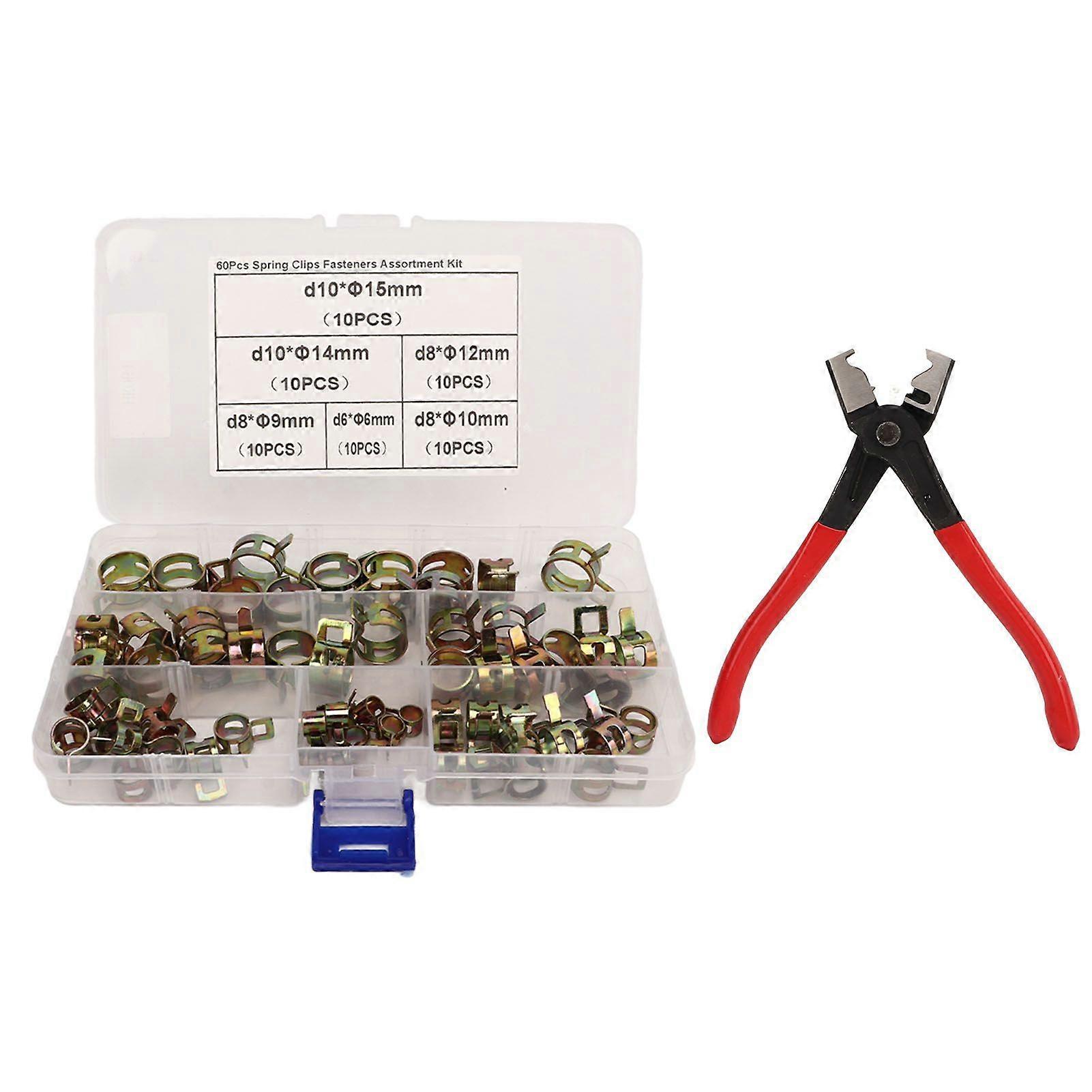 2025 Latest Model  60Pcs Ear Hose Clamp with Plier Storage Box Labor Saving