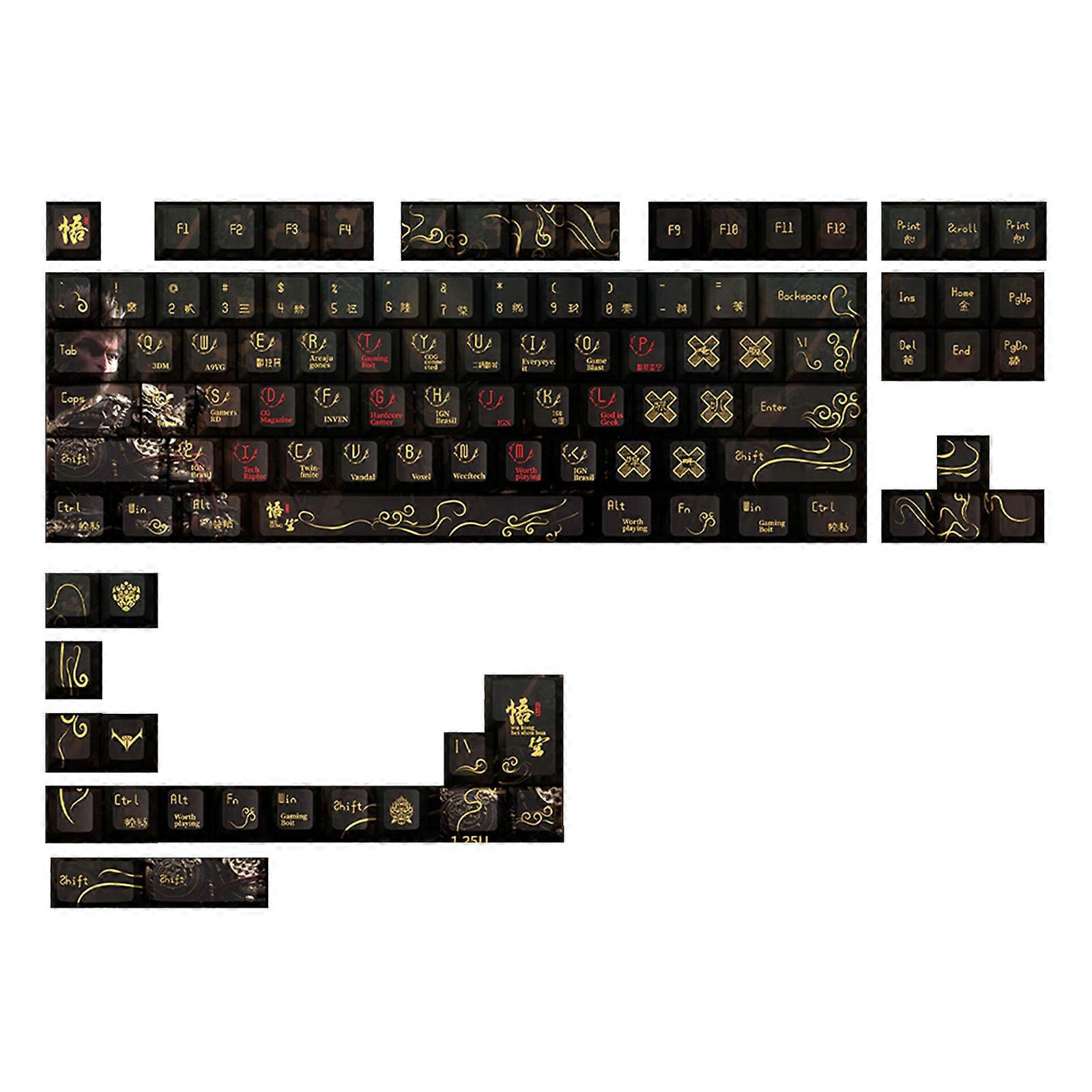 105Keys/set Black Myth Wukong Dye Sublimations Keycap PBT Original Profile Keycaps for Mechanical Keyboards