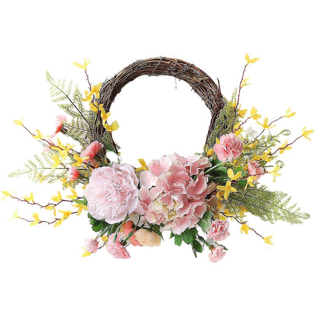 Artificial Winter Jasmine Carnations Spring Flower Wreath For Front Door Wedding