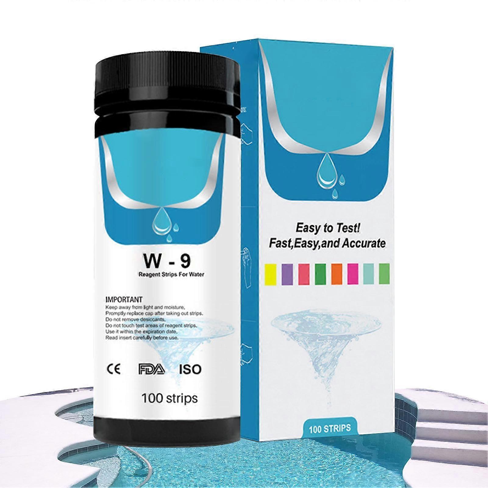 Test Strips For Whirlpool And Pool Water - 9-In-1 Pool Salt Test Strips, 100 Count, For Salt, Total Alkalinity, And pH