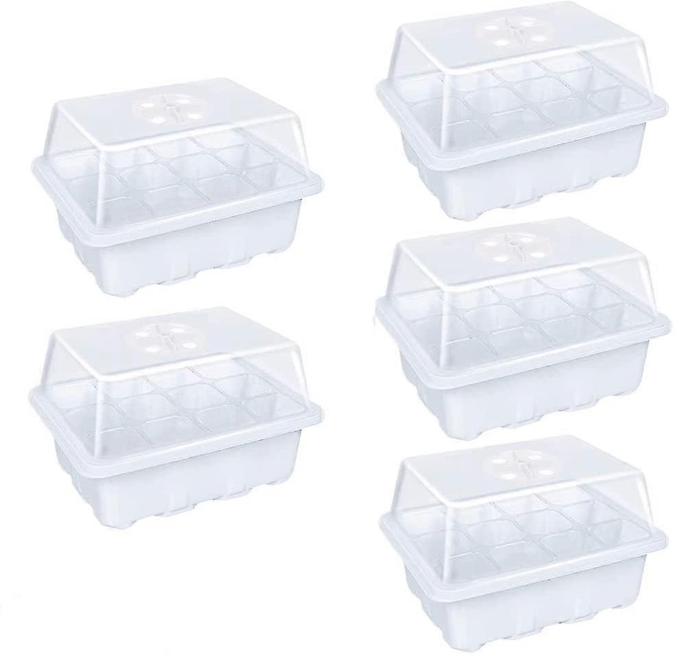 5 Pack Seedling Starter Trays, Mini Plant Grow Kit with Domes and Base for Starting Seeds, Suitable for Various Brands (Black)