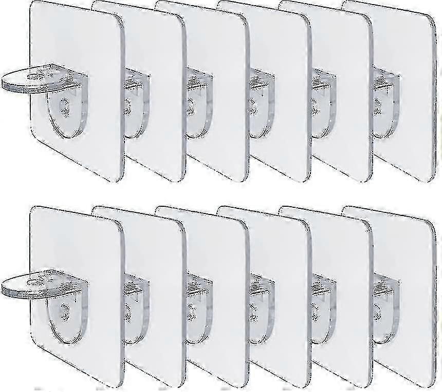 A Set Of 12 Self-adhesive Shelf Brackets For Storage Racks, Suitable For Use In Wardrobes And Glass Shelves, Enhancing Organization Options