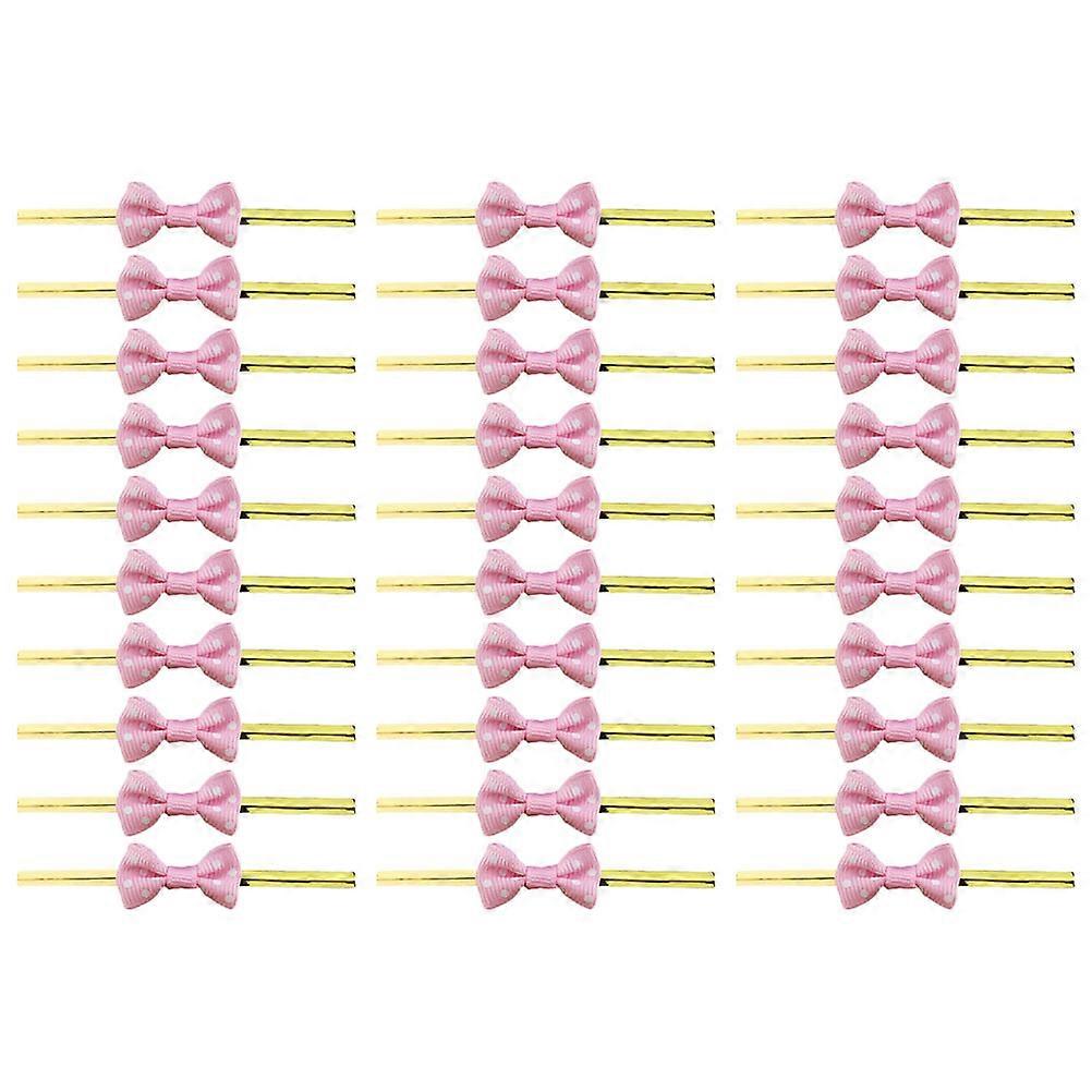 200pcs Pink Bowknot Twist Ties, Durable Lollipop Ties for Cake Bags, Snacks, Party Favors & DIY Wrapping, Flexible Wire Material