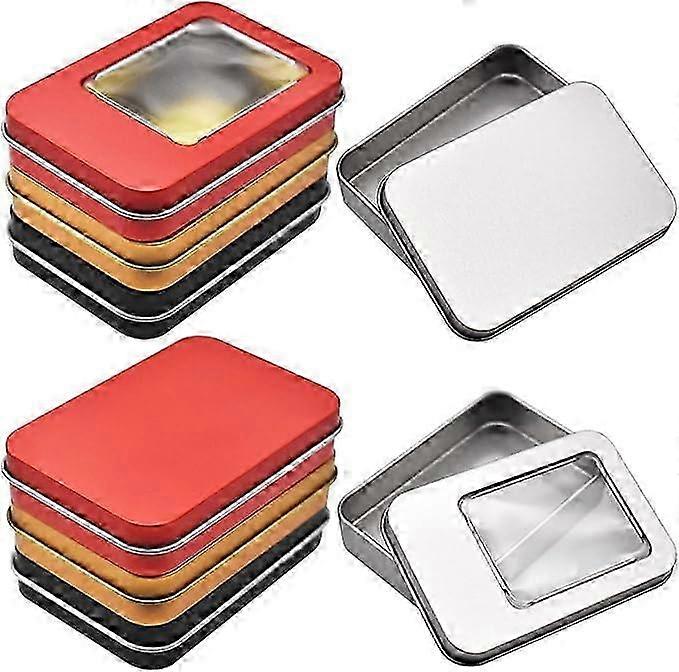 8pcs Rectangle Metal Storage Boxes, Portable Square Empty Cosmetic Storage Set