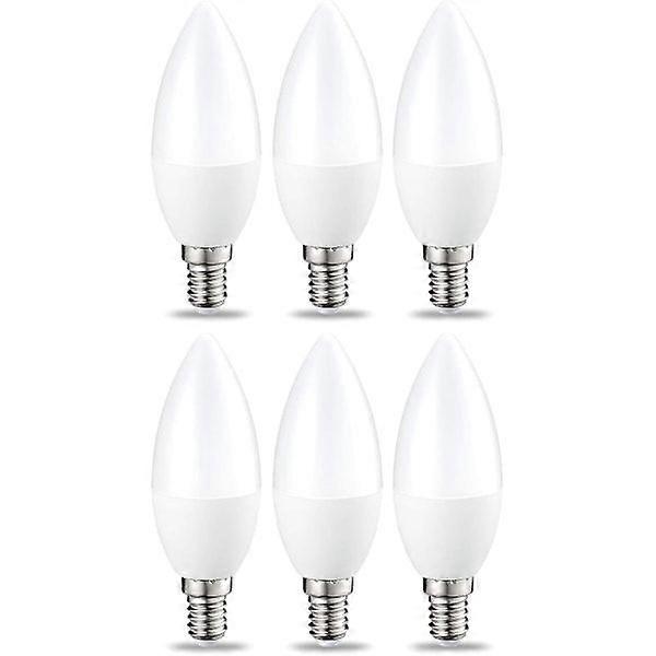 Set of 6 small LED bulbs in the shape of a flame, Edison screw base E14 5W (equivalent to 40W) Warm white non-dimmable intensity