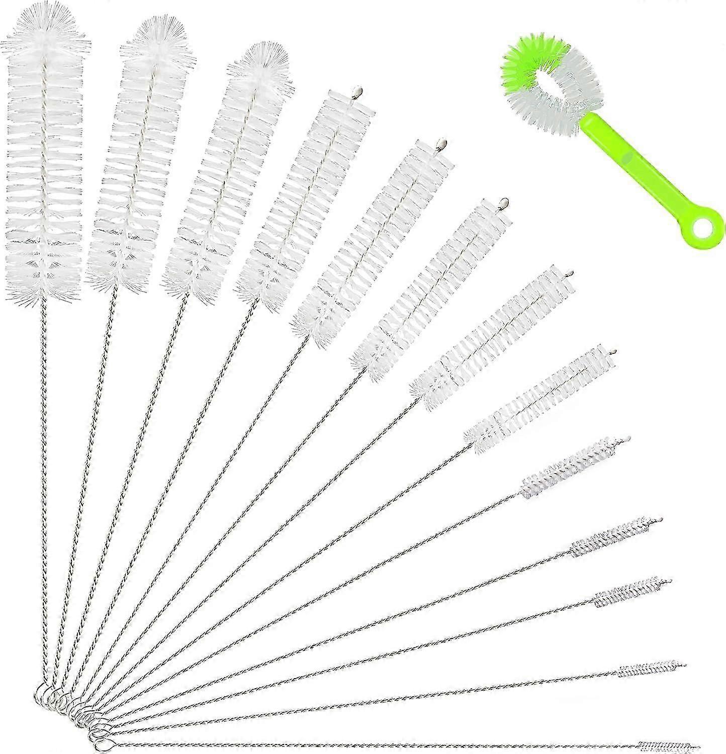Flaskborstar för rengöring, 14 st långa rörflaskrengöringsborstar Återanvändbara nylonflaskrensare för tvätt av vattenflaskor med smal hals Ja