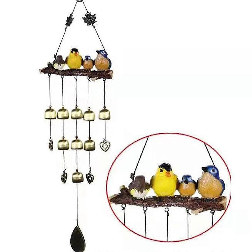 Garden Bird Wind Chime with Multiple Bells for Outdoor Decoration, Elegant Design, Durable Material, 24-Inch Height