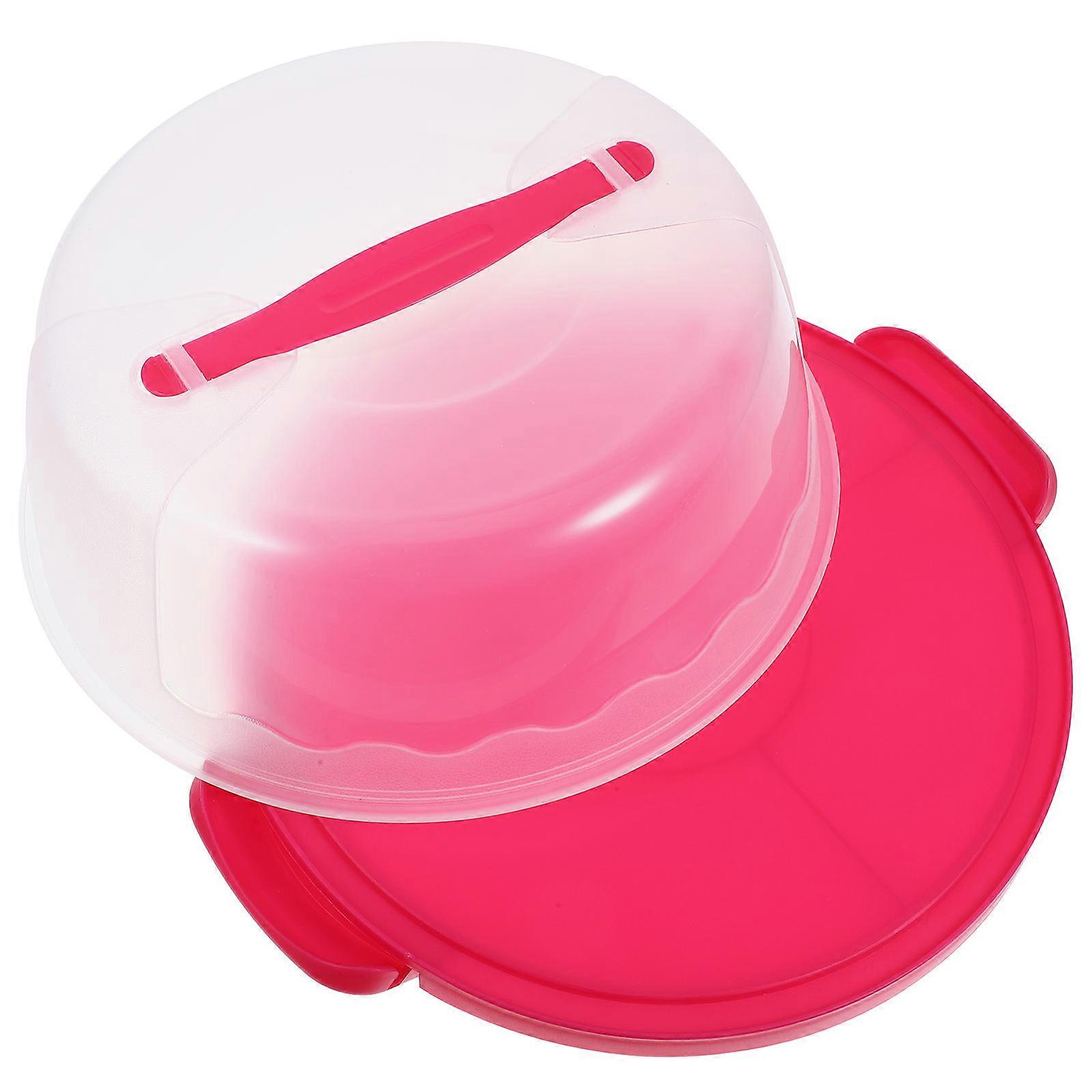 Portable Cake Container Airtight Durability Cake Preservation Round Rosy Fits 6-8 Inch Cakes For Bakers 1Pcs