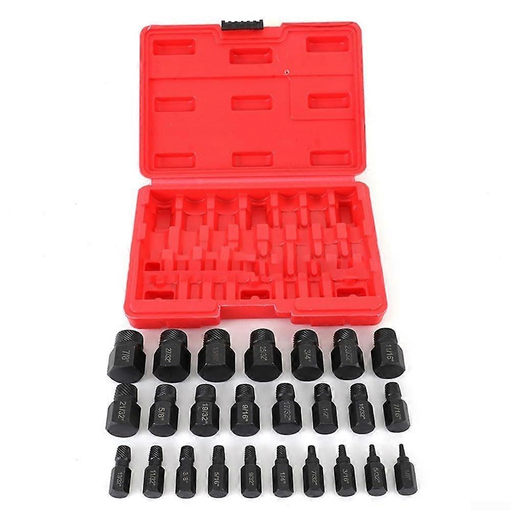 Easytoaccess 25piece screw extractor tool set in a case, designed for stubborn closures