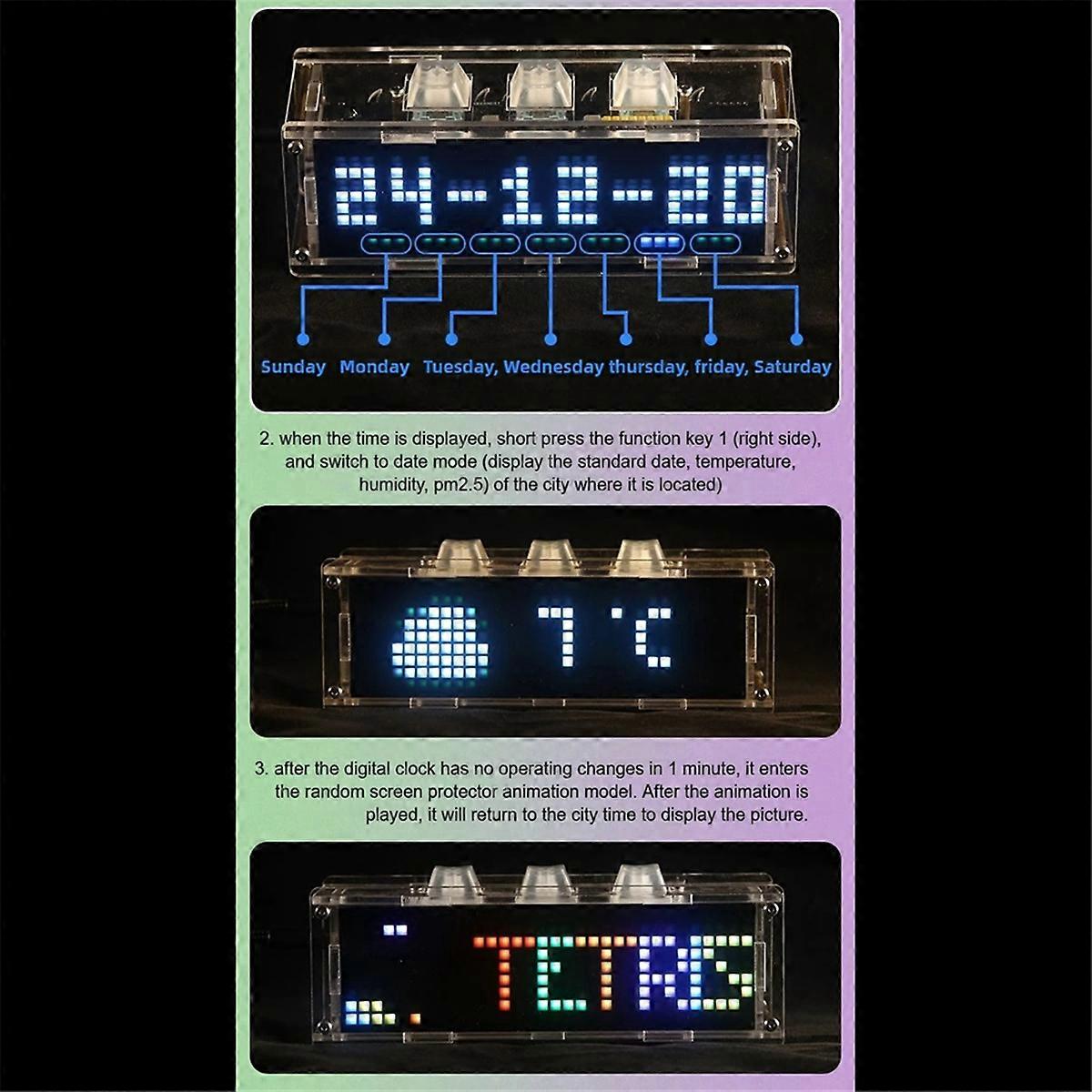 RGB Ambient Light with Mechanical Keycap Clock Support Timer 3 X 6 Color Lighting Effect Wifi Conne