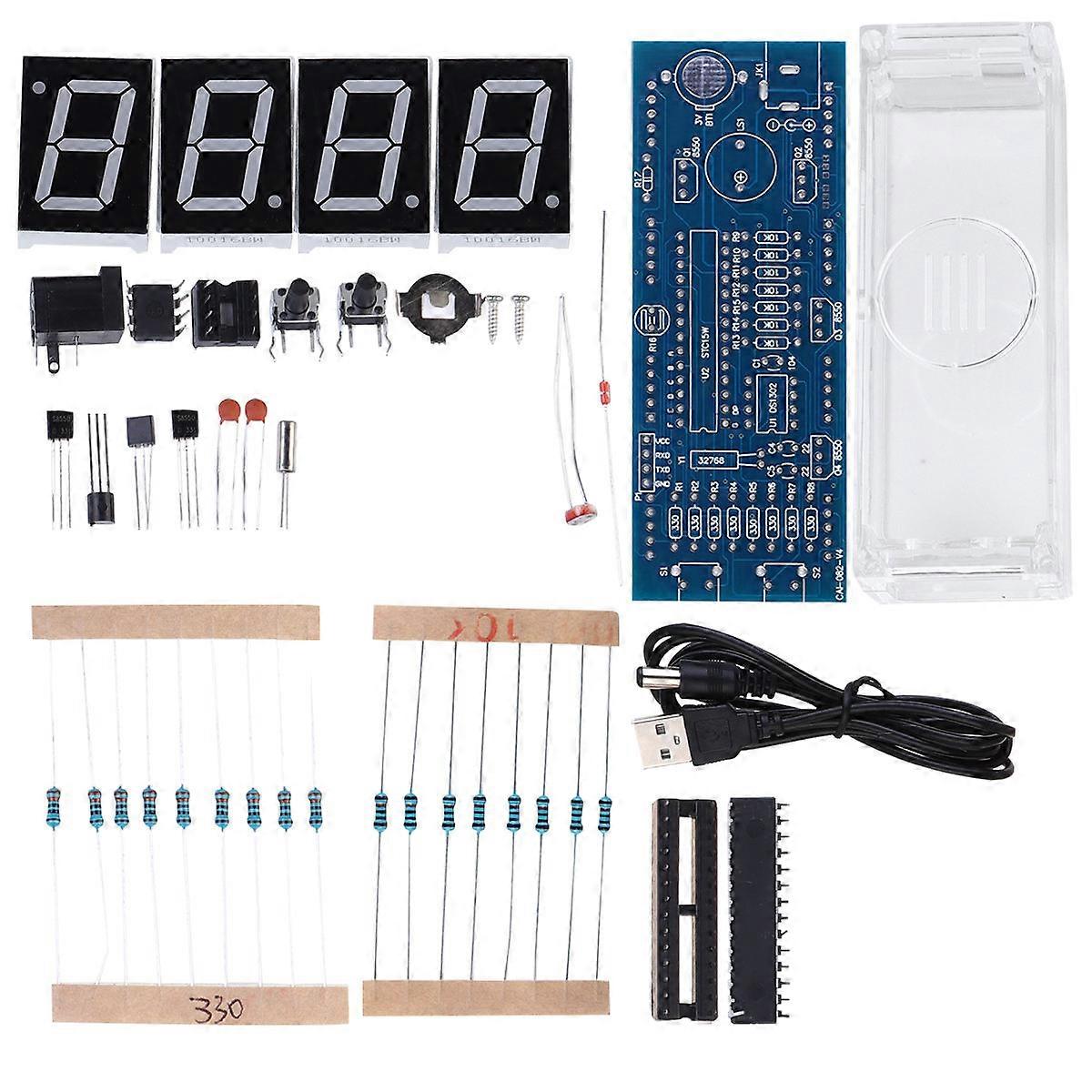 Circuit Board Clock Diy Scm Clock Parts Kits White Single Chip Microcomputer Design Home Use 1Set