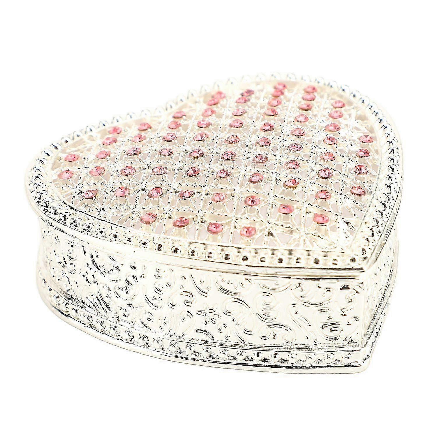 Heart Shape Trinket Organizer Hollow Out Small Ring Earring Keepsake Storage Box