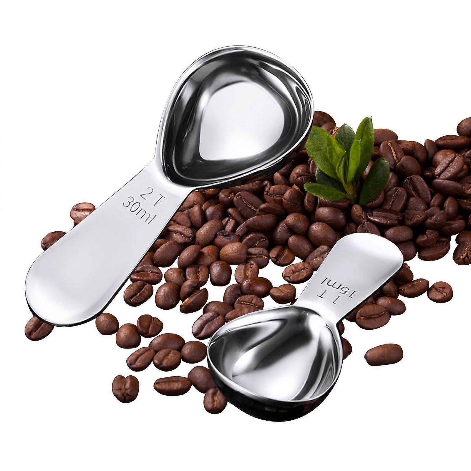Stainless Steel Coffee Measuring Spoons Set - 2 Pieces 15ml and 30ml Short Handle Tablespoon for Coffee, Tea, Sugar