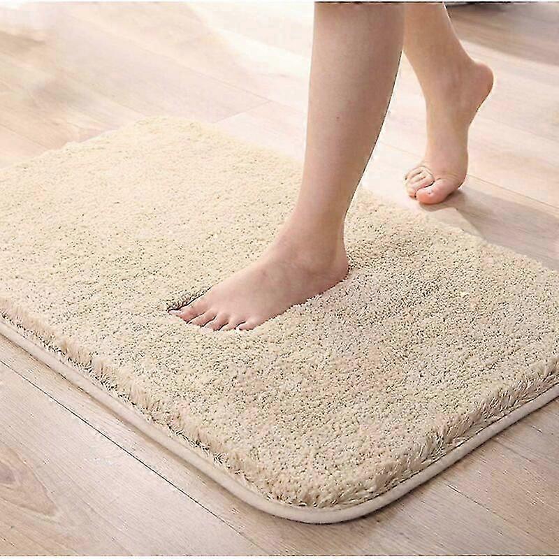 Absorberende bademåtte skridsikker ekstra tyk brusemåtte til badeværelse Maskinvaskbar Chenille gulvmåtte (hvid, 50x80cm)