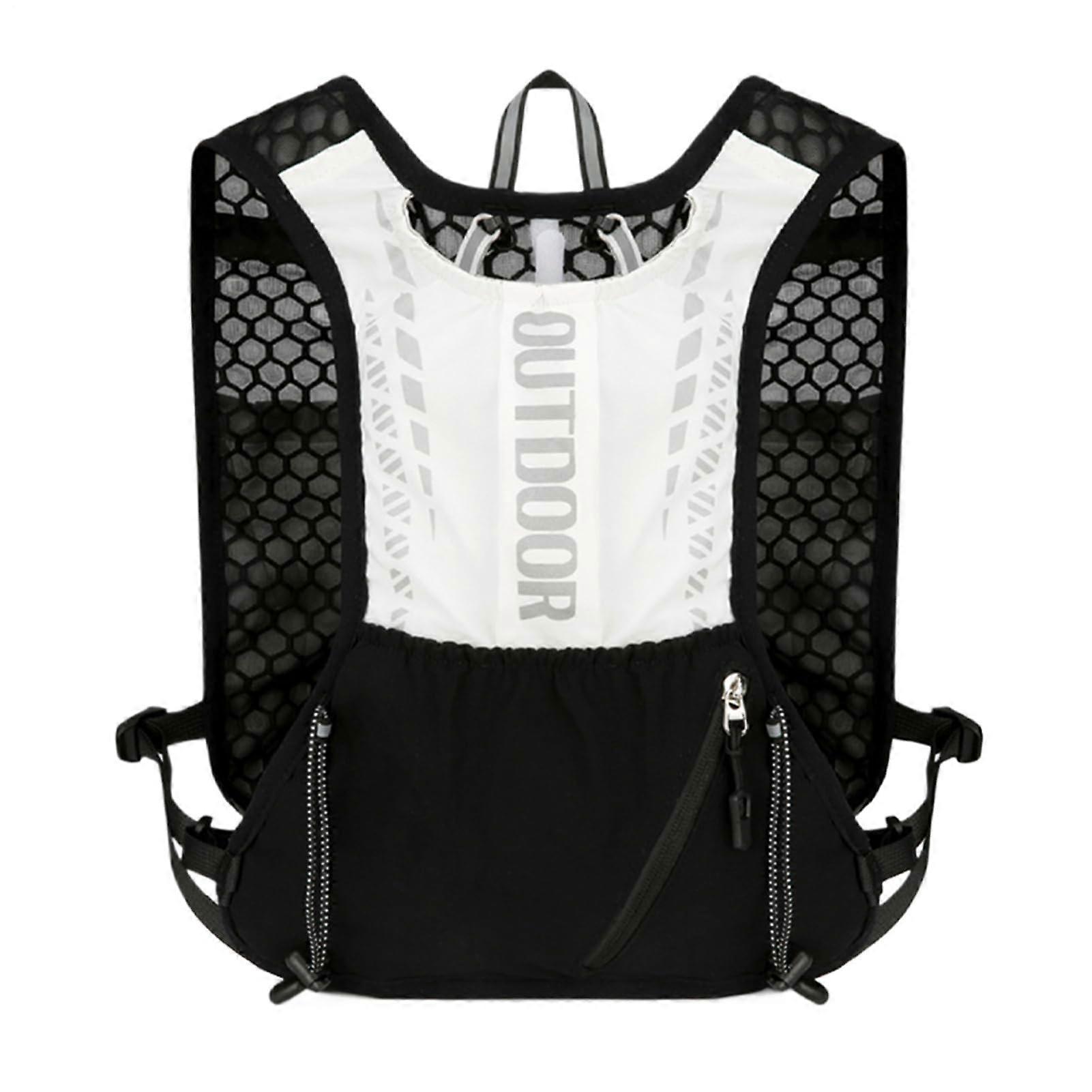 Hydration Vest Pack with Hydration Bladder | Adjustable Reflective Sports Gear for Gym Training, Walking, Cycling, White/Black