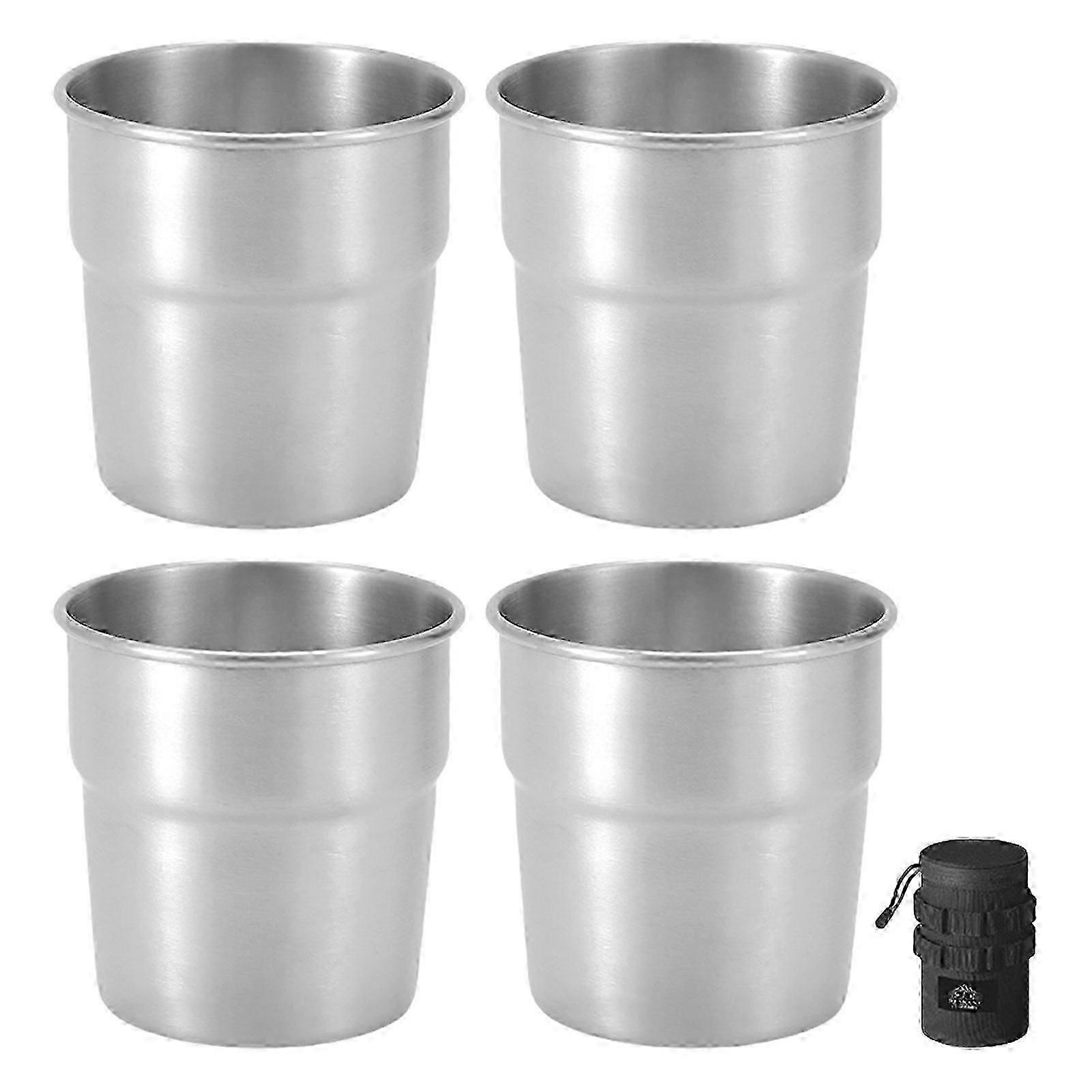 2025 Latest Model 4pcs Stackable Camping Water Cup Stainless Steels Drinking Cup