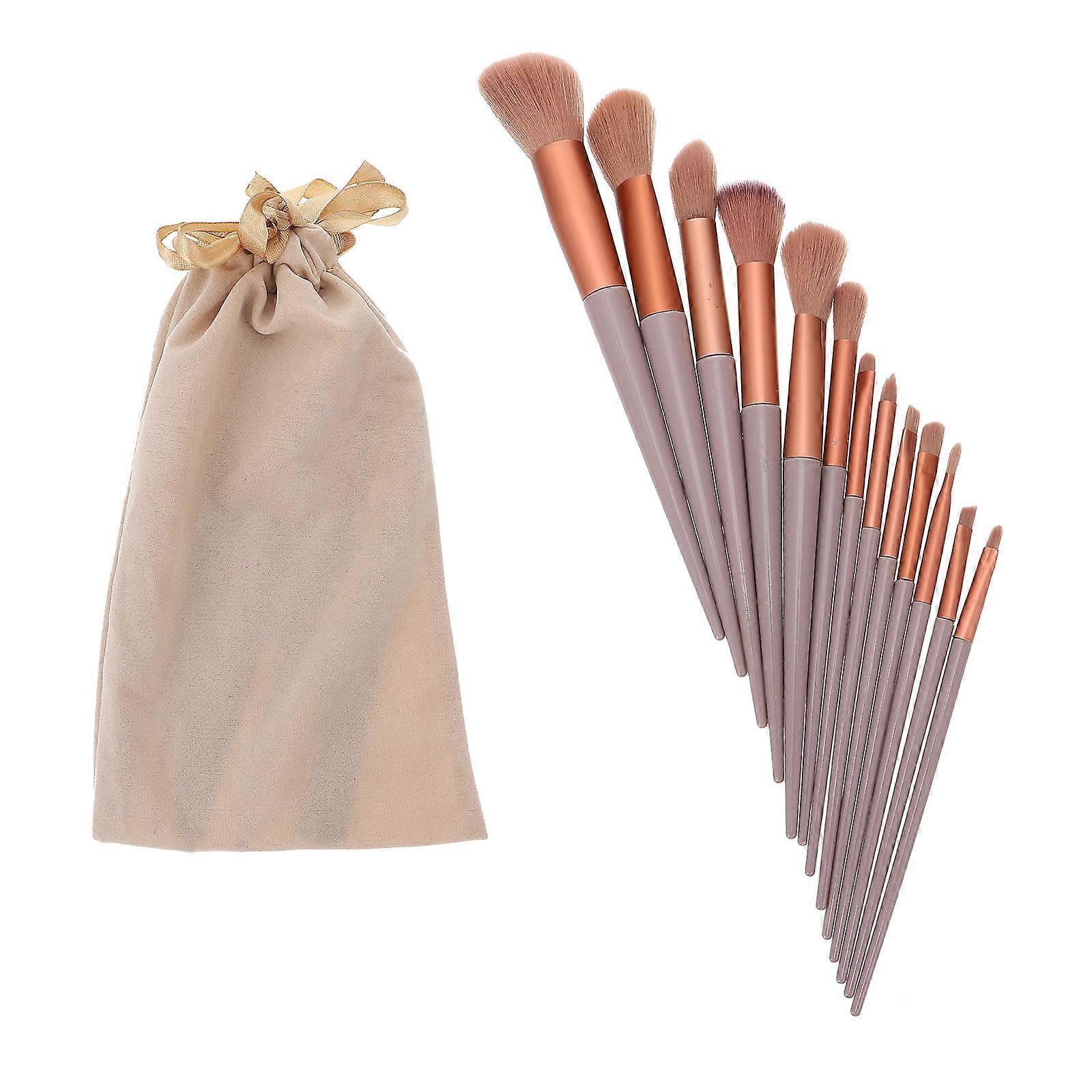 Makeup Brushes Set with Storage Bag for Daily Use Travel Size Chocolate Plastic