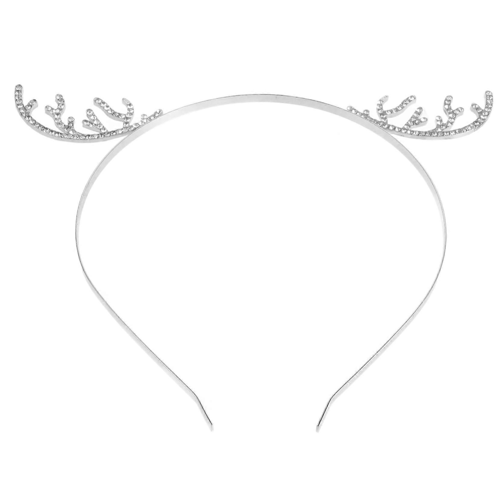 Reindeer Headband Rhinestone Hair Accessories with Snowflakes Festive Hair Band
