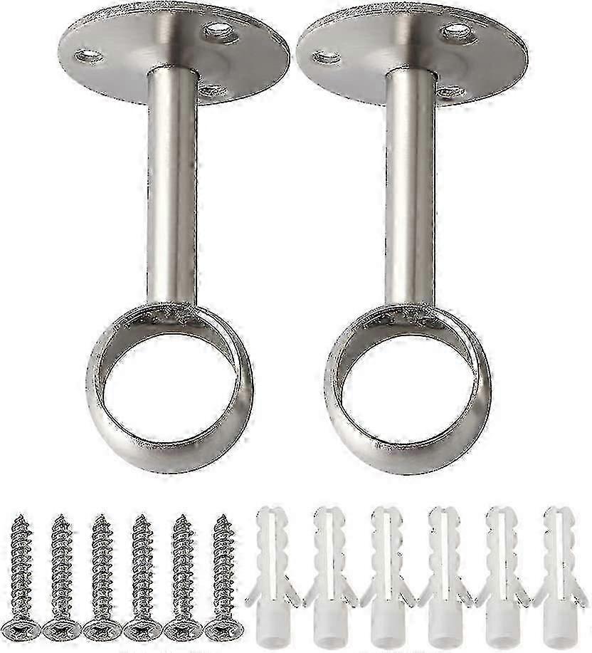 Wardrobe Rod Bracket with Screws, Ceiling Bracket, 32mm Diameter, 2 Pcs
