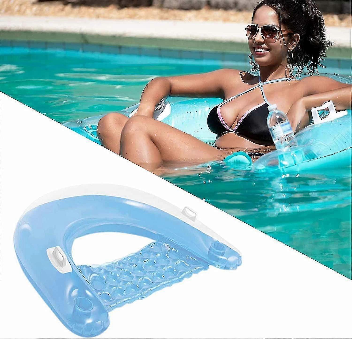 Ilmatäytteinen uima-allas kelluu puhallettava kelluva tuoli käsinojalla ja mukinpidikkeellä, kelluva oleskelutilan vesiriippumatto uimarannalle