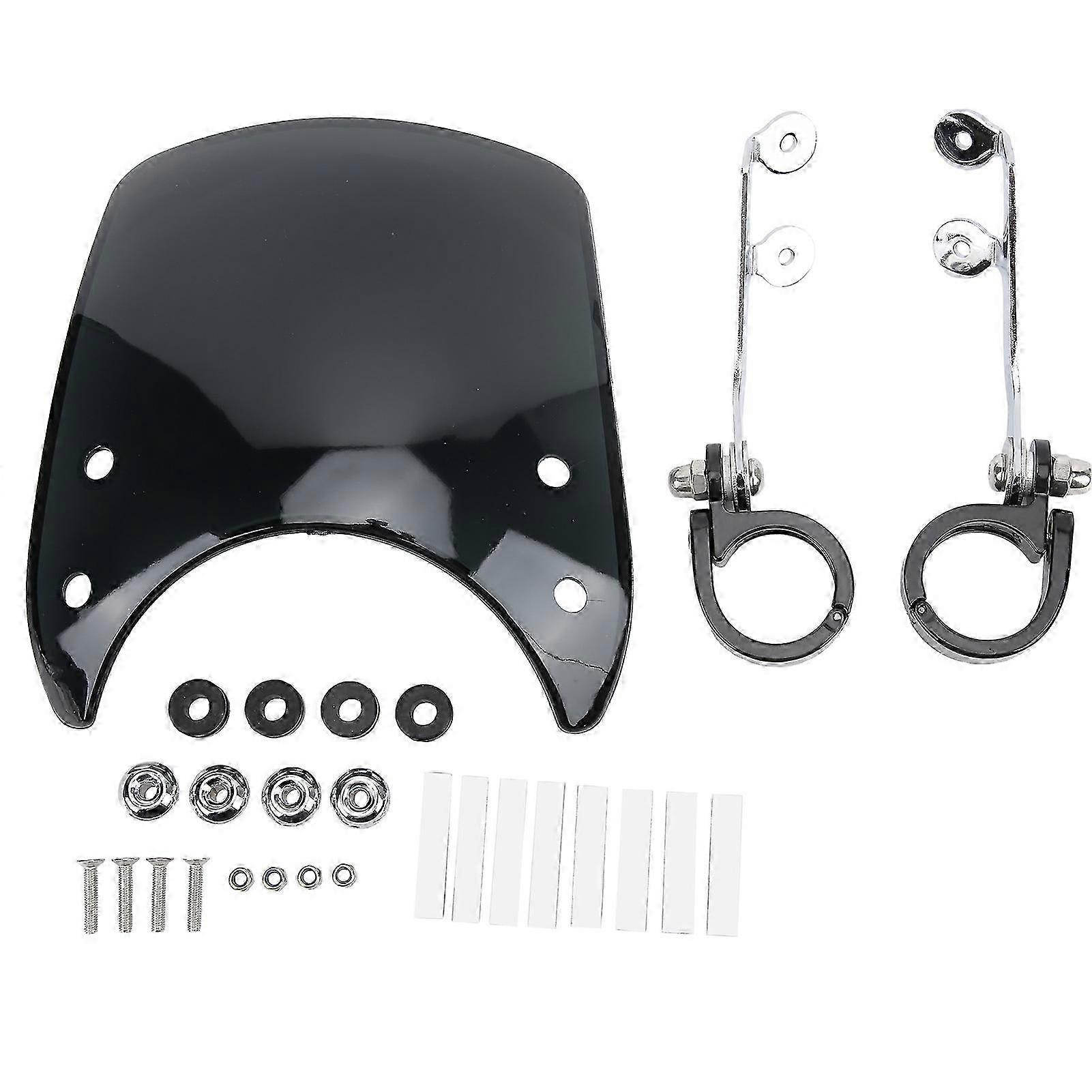 Universal Adjustable Motorcycle Windshield Headlight Fairing for 1.5-1.6in Front Fork Black