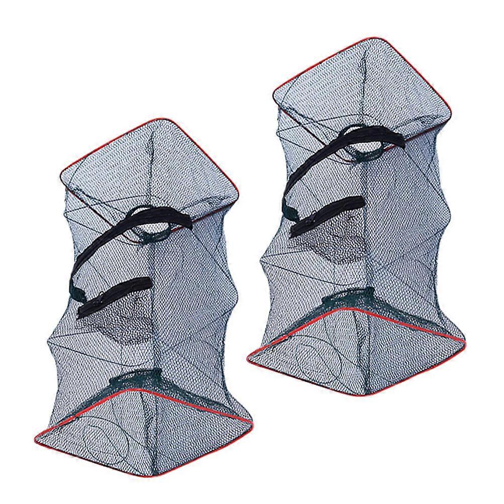 Crawfish Fishing Net Shrimp Catching Metal And Nylon Mesh Cloth 2Pcs