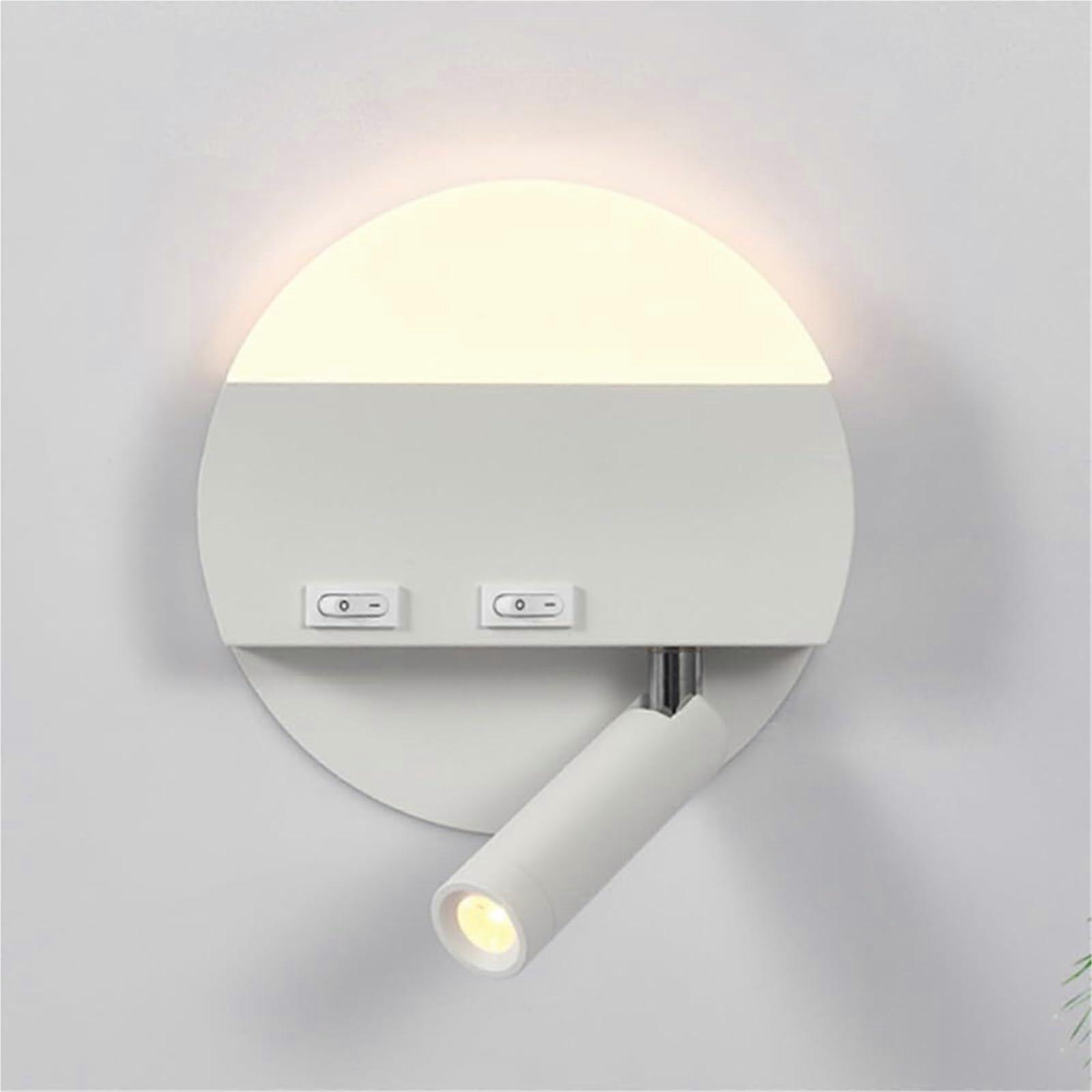 Moderne LED -Wandleuchte 2-in-1 Adjustable Projector Light Night-Reading Lamp Warm 4W 3000K 360-Deg Fold 90-Deg Round