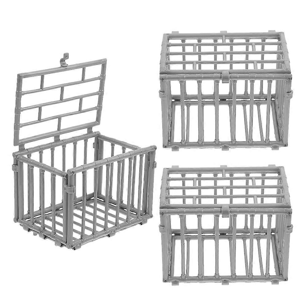 Barn Accessory Plastic Mini Cage Model Pet Enclosure Setup 3Pcs For Adults